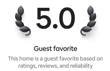 Airbnb Guest Favorite badge: 5.0 rating between laurel branches — one of the most loved homes on Airbnb based on ratings, reviews, and reliability.